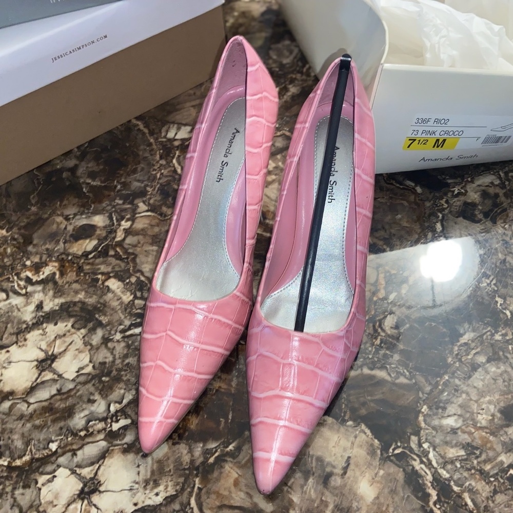 Amanda Smith | Pink Croc High Heel Classic Pumps